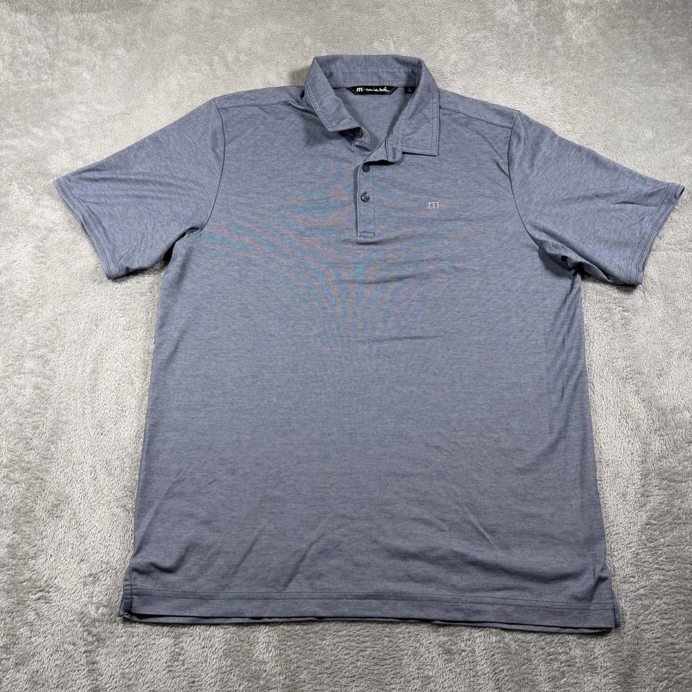 TravisMathew Polo Shirt Mens Large Blue Pima Cotton Golf Performance Casual
